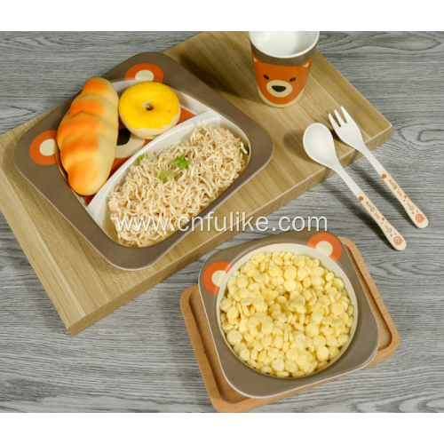 Eco-friendly 5-Pieces Bamboo Kids Dinner Set
